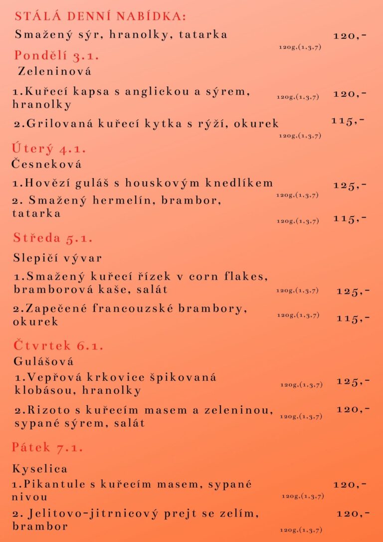 Polední Menu Od 3.1. – 7.1. – Naša Hospoda